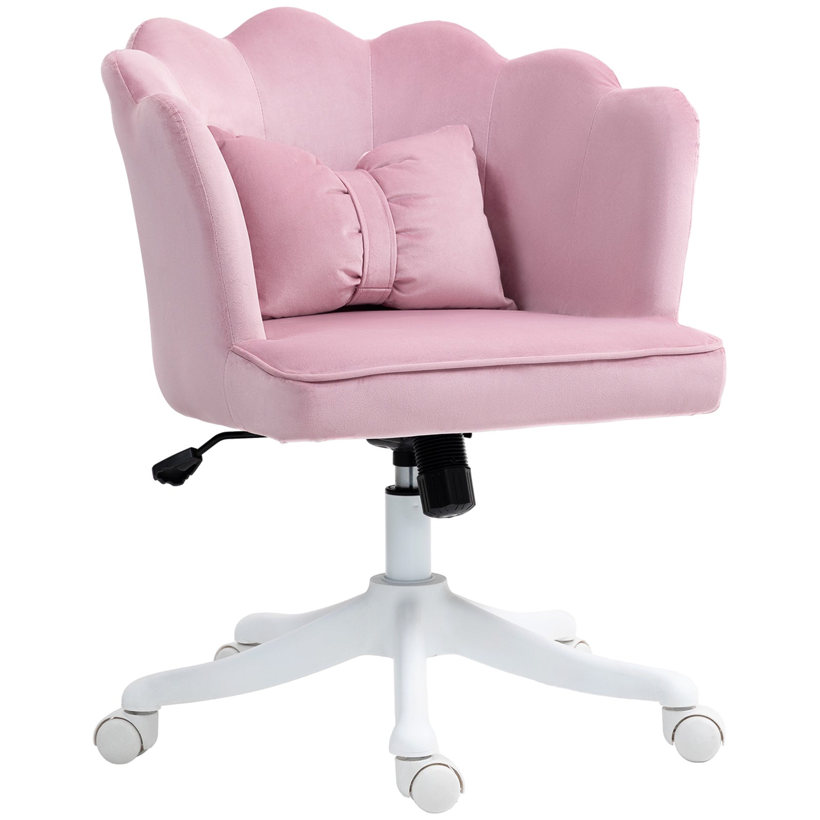 Velvet-Feel Petal Back Office Chair - Pink