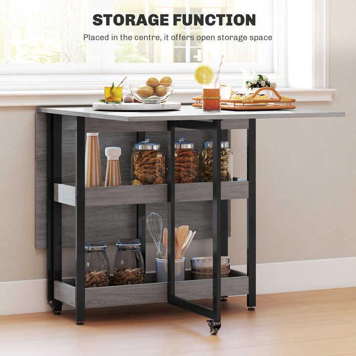 Four-Person Drop Leaf Table - Grey Wood-Effect