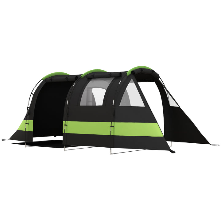 Outsunny Blackout Camping Tent for 4-5 Person, with Bedroom & Living Room, 3000mm Waterproof, for Fishing Hiking Festival, Black