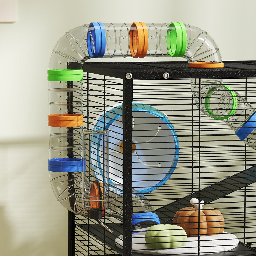 3 Tier Large Hamster Cage on Wheels with 17 cm Deep Tray, Storage Shelf for Syrian, Gerbil, Rats