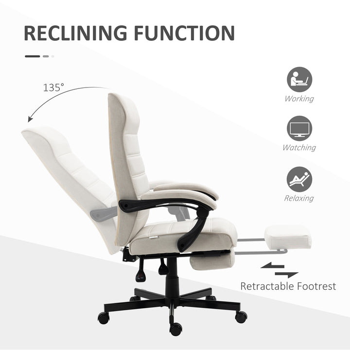 Office Chair, Computer Desk Chair, Fabric Swivel Chair with Adjustable Height and Rolling Wheels for Home Office Work Study, Cream White
