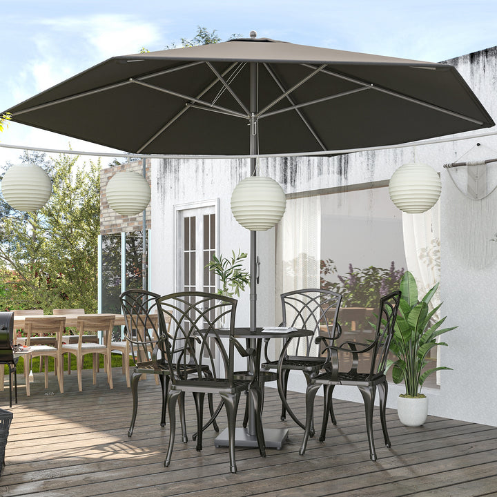 Outsunny 2.8m Patio Parasols Umbrellas Outdoor 6 Ribs Sunshade Canopy Manual Push Garden Backyard Furniture, Dark Grey