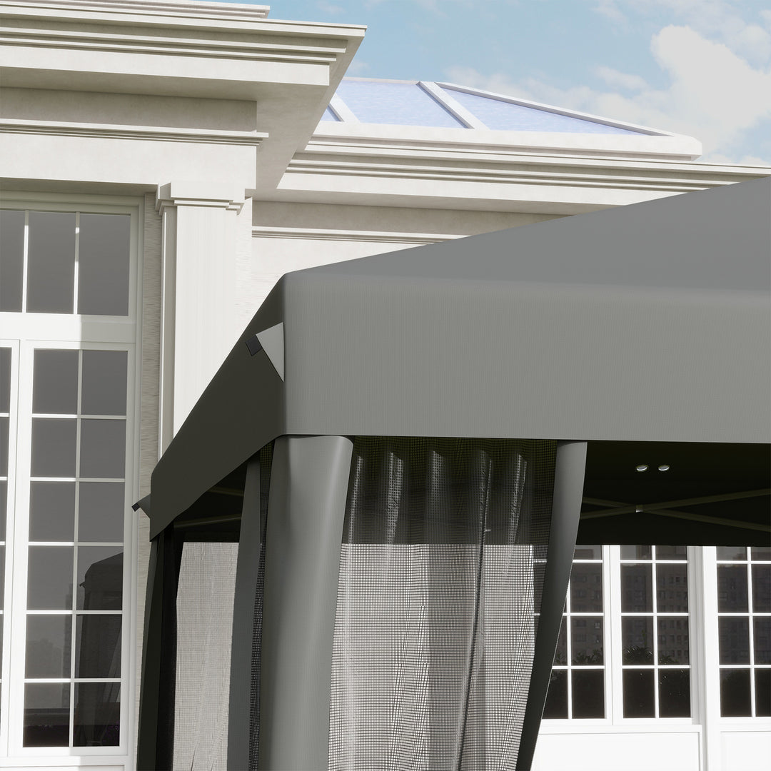 3 x 3 m Pop Up Gazebo, 420D Garden Tent Canopy with Removable Mesh Sidewall Netting, Carry Bag for Garden Patio Outdoor, Light Grey
