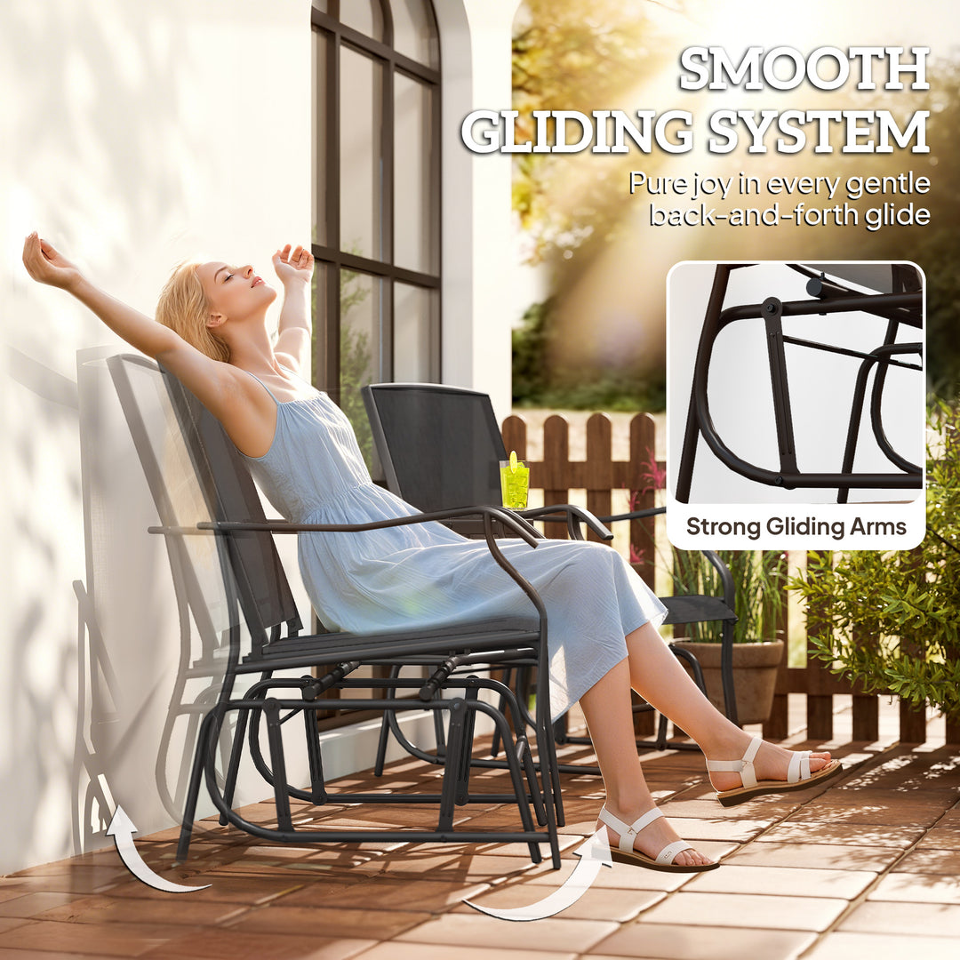 MCL Gliding Jack and Jill Seat, with Glass-Top Table - Black