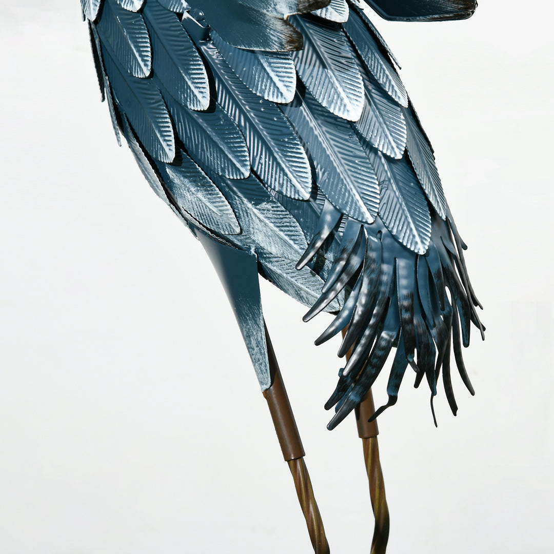 Heron Garden Statues, Standing Garden Ornament, Metal Garden Gift with