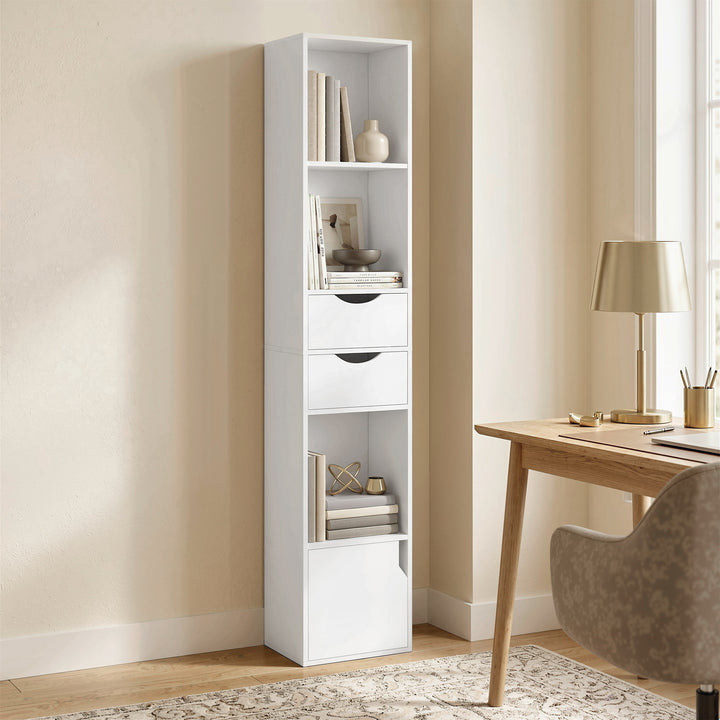 Bookcase with Drawers Adjustable Shelf Bookshelf with 2 Drawers and Ca