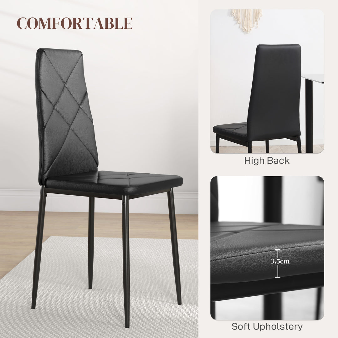 Set of 6 Faux Leather Dining Chairs - Black