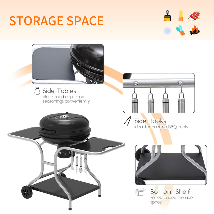 Outsunny Charcoal Grill Trolley Barbecue Grill W/ Wheels | Aosom UK