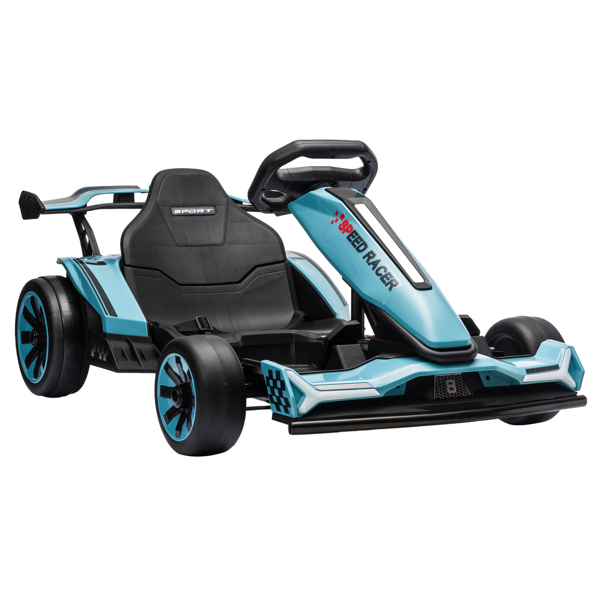 24V Electric Go Kart for Kids 6-12 Years with Drift Mode, Adjustable - Blue