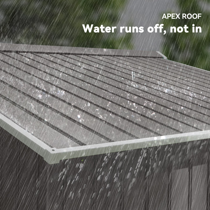 MCL 9 x 6FT Outdoor Garden Roofed Metal Storage Shed Tool Box with Foundation Ventilation & Doors Light, Grey