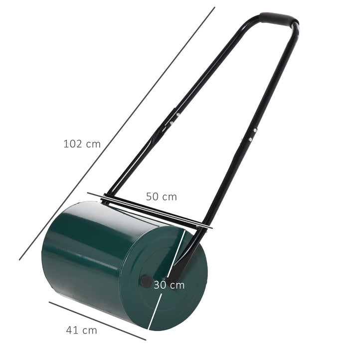 Outsunny Heavy Duty Garden Lawn Roller, Water or Sand Filled Steel Drum, 30 L, 妗?0cm, Green