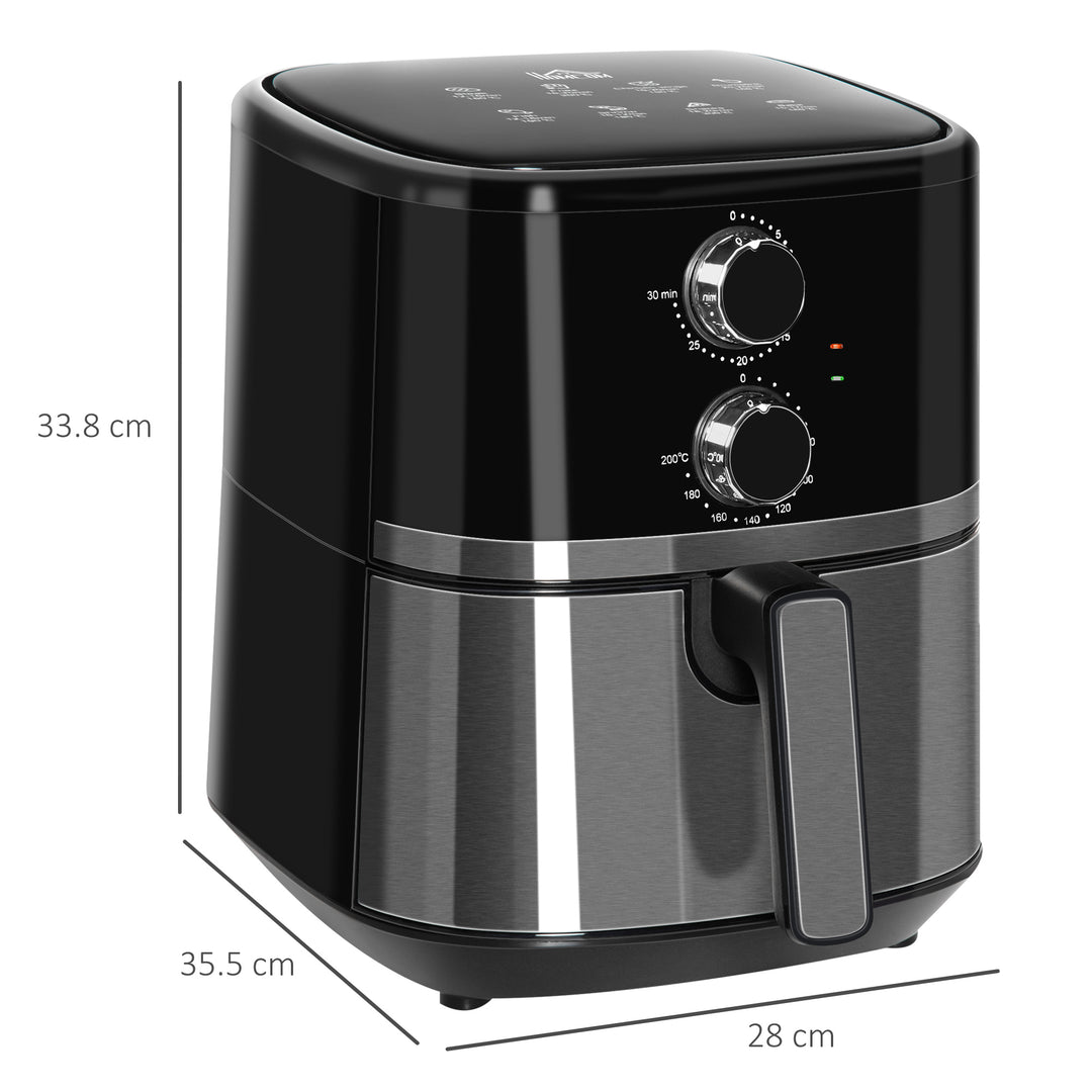 MCL 4.5L Air Fryer, 1500W Air Fryer Oven with Rapid Air Circulation, Adjustable Temperature, Timer and Nonstick Basket for Oil Less or Low Fat Cooking, Black