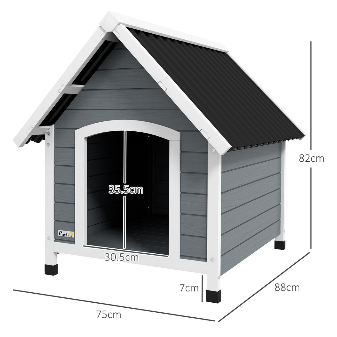 PawHut Outdoor Dog Kennel Wooden Dog House w/ Removable Floor, Anti-Corrosion Wood, for Medium Dogs, 75W x 88D x 82Hcm | Aosom UK