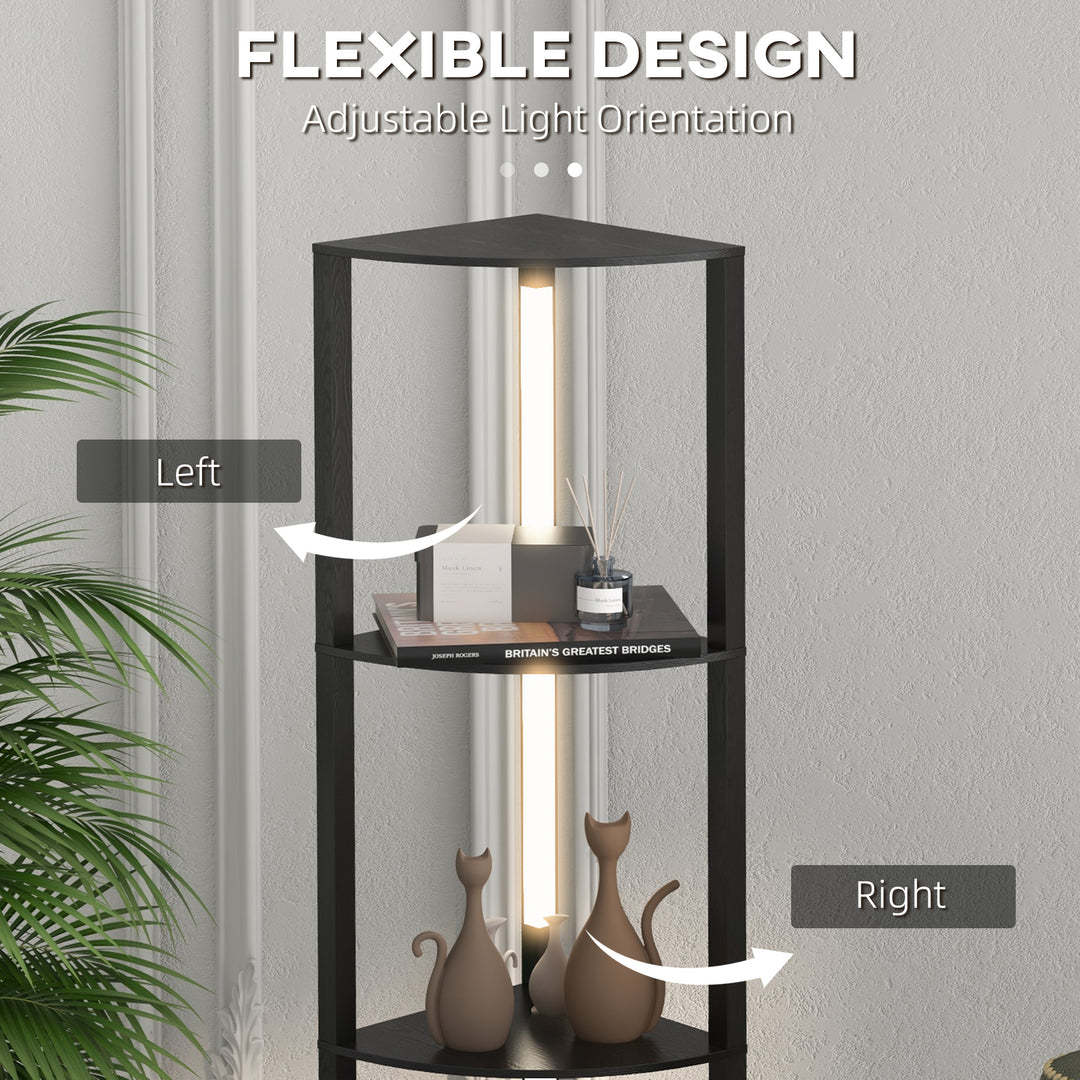 HOMCOM Corner Floor Lamp for Living Room Bedroom with Dimmable Warm White LED Light, Modern Tall Standing Lamp, Black