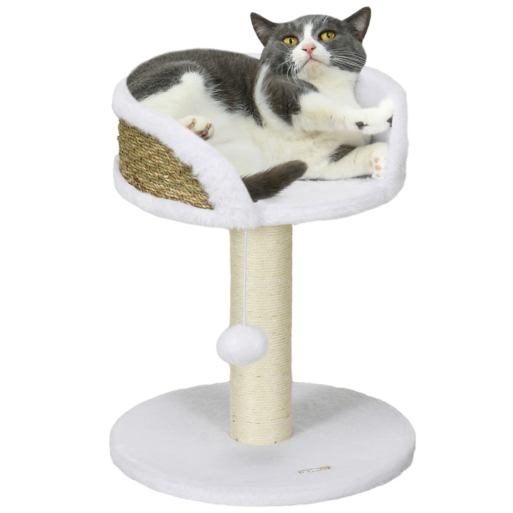 PawHut Cat Tree Tower with Scratching Posts, White