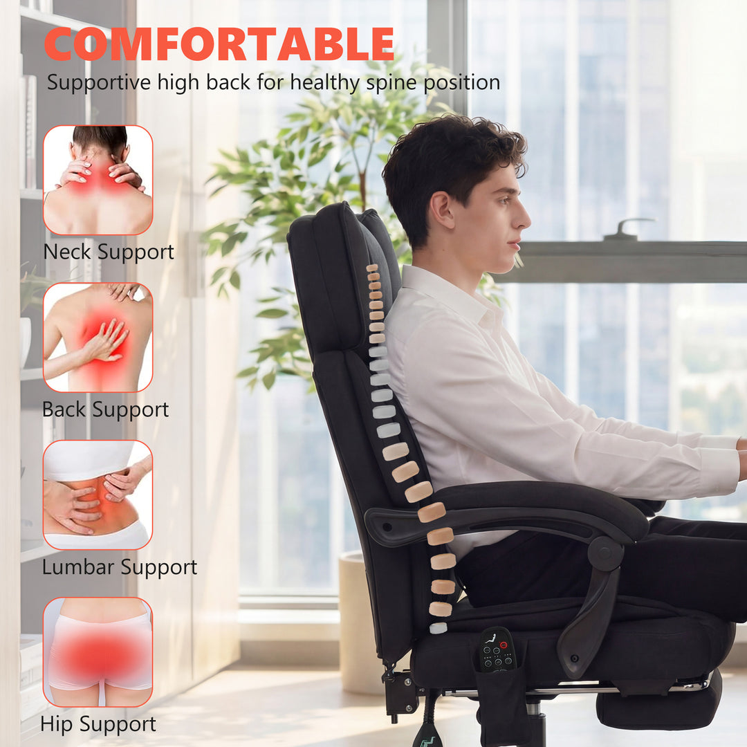 High Back Vibration Massage Office Chair Heated Reclining Computer Cha