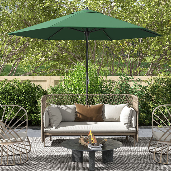 Outsunny 2.8m Garden Parasol Umbrella, Round Outdoor Market Table Umbrella Sun Shade Canopy, Green