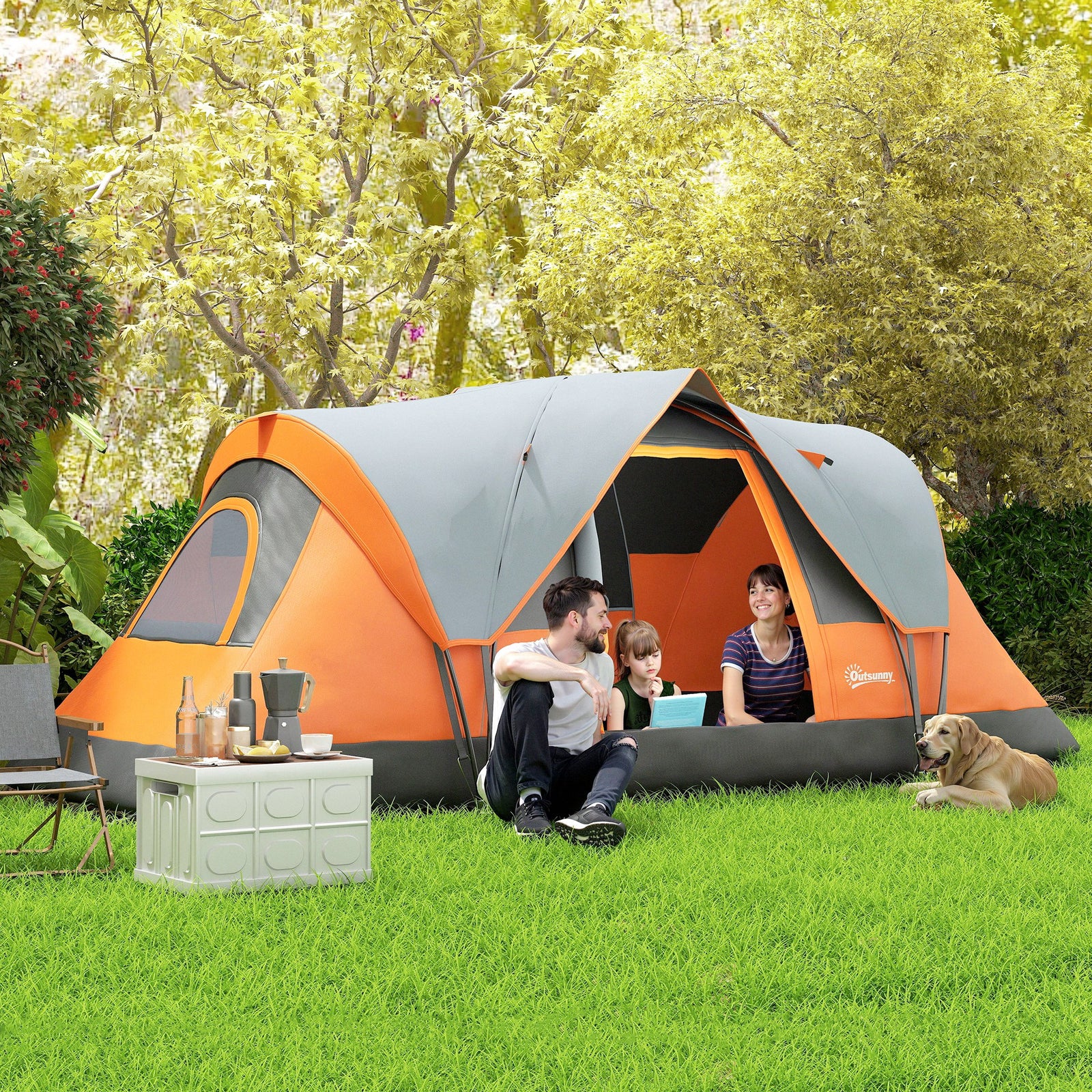 5-6 Man Dome Camping Tent - Orange