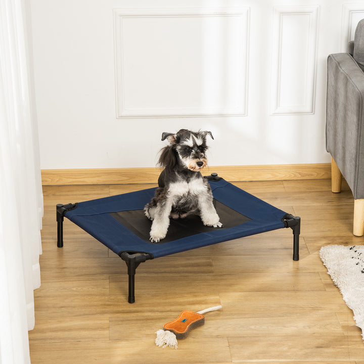 PawHut Elevated Pet Bed, Medium Size, Portable & Raised Cot for Dogs, Cats, Ideal for Camping, Blue | Aosom UK