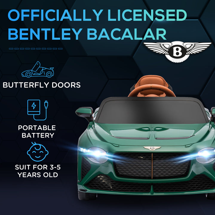 HOMCOM Bentley Bacalar Licensed 12V Kids Electric Ride on Car w/ Remote Control, Powered Electric Car w/ Portable Battery, for Kids Aged 3