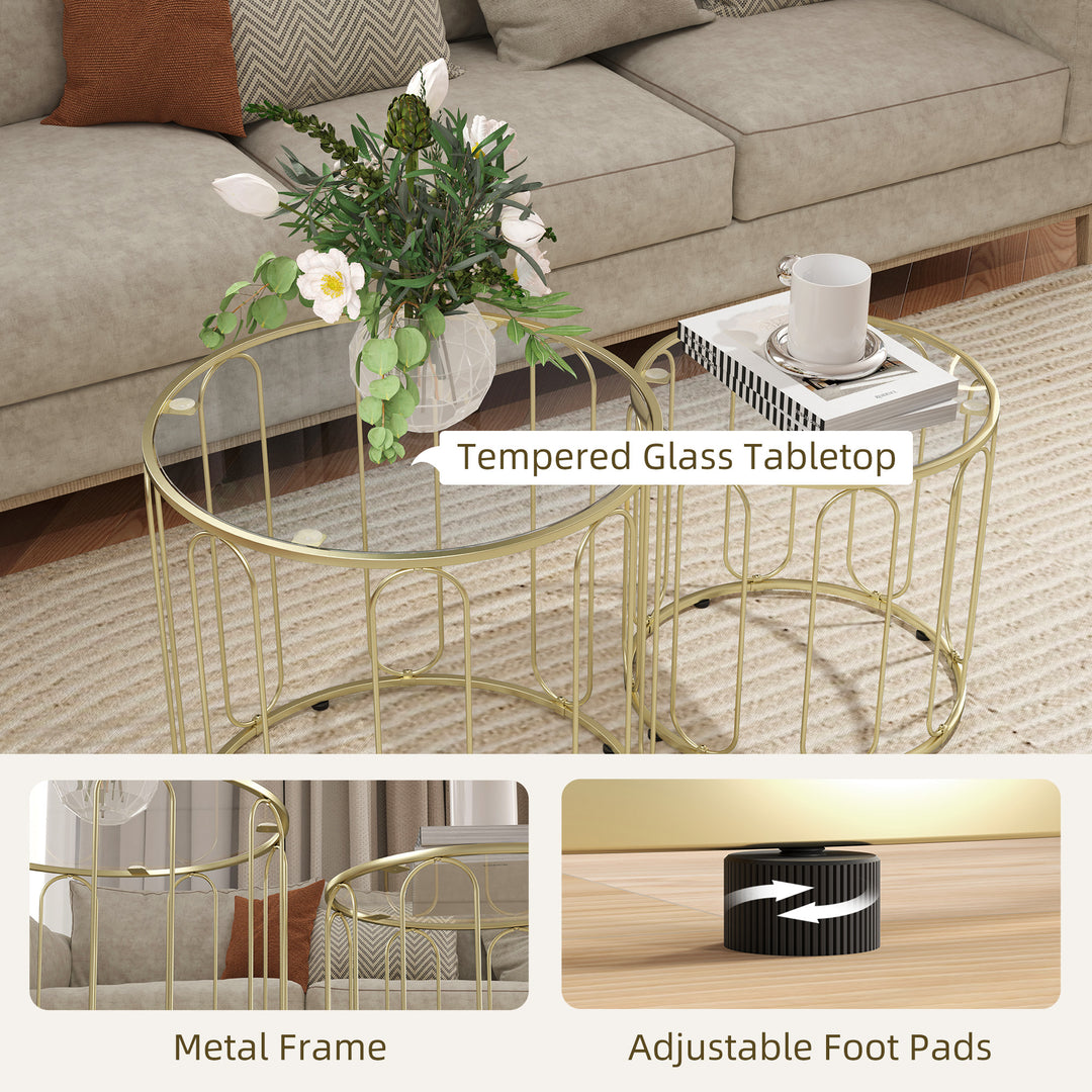 Elliptical Cut-Out Nesting Tables - Gold-Tone