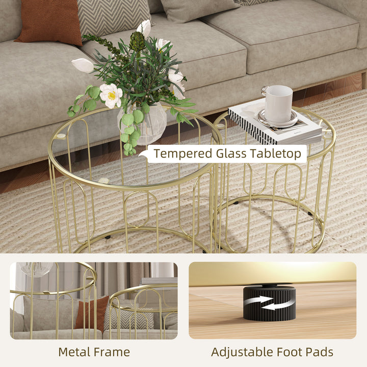 Elliptical Cut-Out Nesting Tables - Gold-Tone