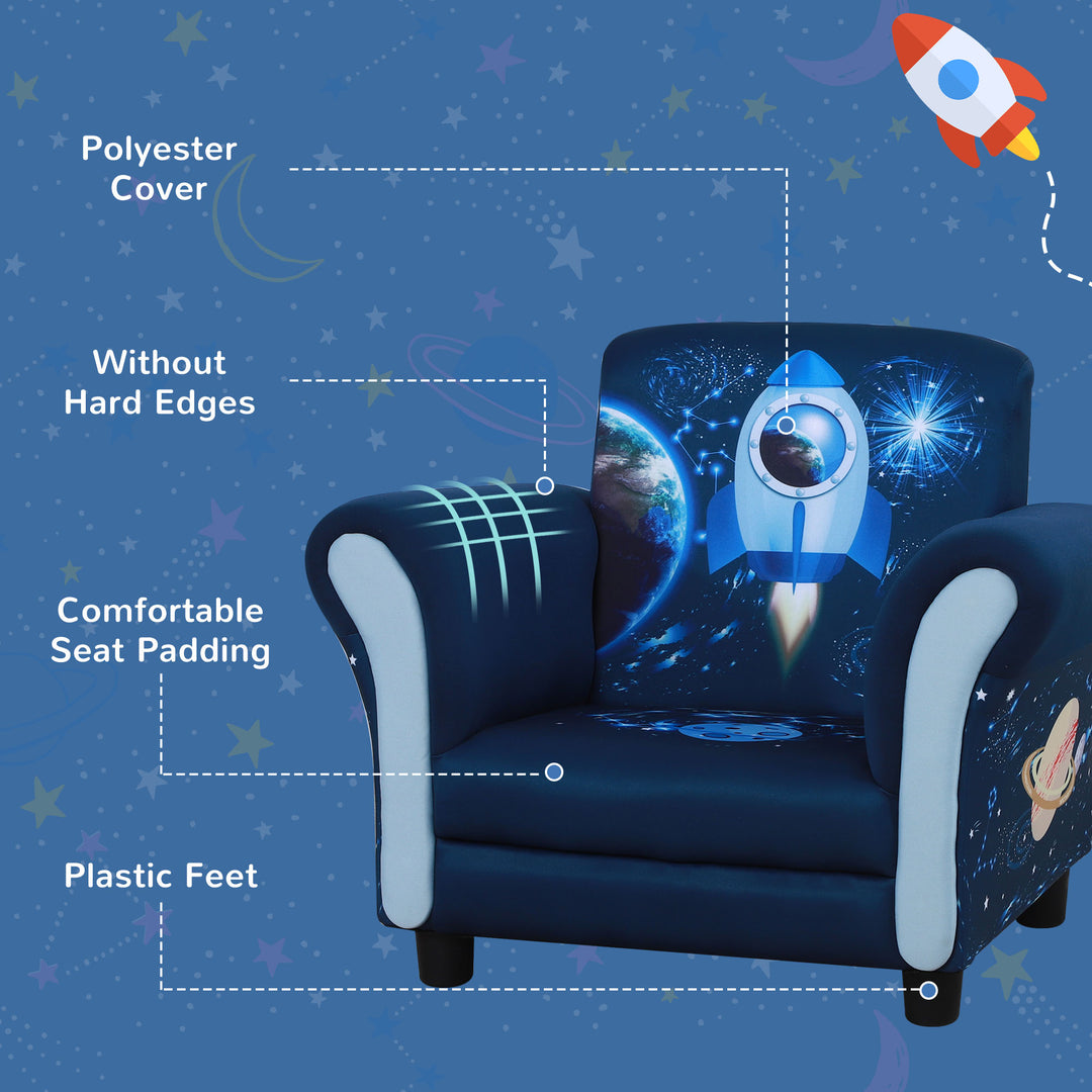 HOMCOM Kids Armchair, Mini Sofa Chair with Armrest, Comfortable, 59.5 x 43 x 46.5cm, Blue | Aosom UK