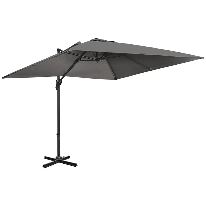 Outsunny Waterproof 2.7 x 2.7 m Cantilever Parasol, Square Overhanging Umbrella with Cross Base, Crank Handle, Tilt, 360° Rotation | Aosom UK