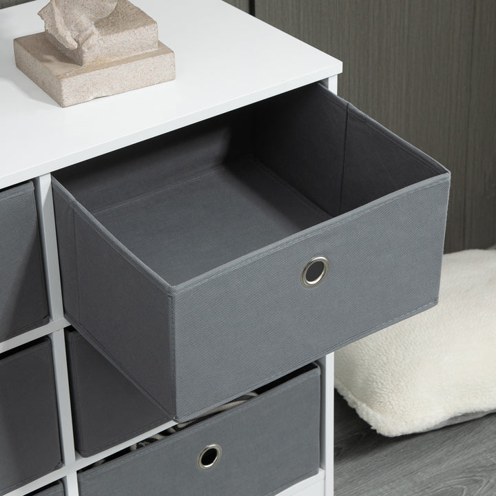 MCL Chests of Drawer, Fabric Dresser Storage Cabinet with 6 Drawers for Bedroom, Living Room and Hallway, White and Grey
