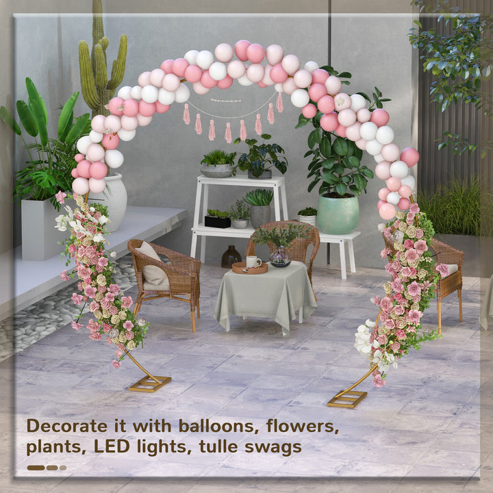 280cm Gold Backdrop Stand, Round Metal Wedding Arch for Birthday Party