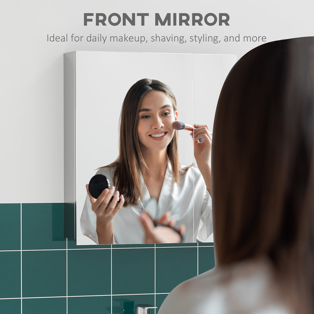 Bathroom Mirror Cabinet, Wall Mounted Medicine Cabinet with Hinged Door, Storage Shelves for Laundry Room