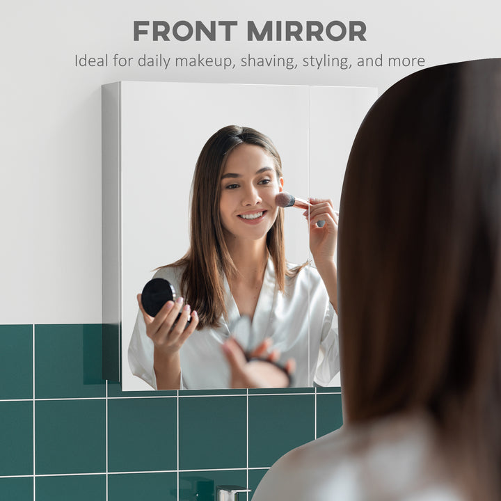 Bathroom Mirror Cabinet, Wall Mounted Medicine Cabinet with Hinged Door, Storage Shelves for Laundry Room