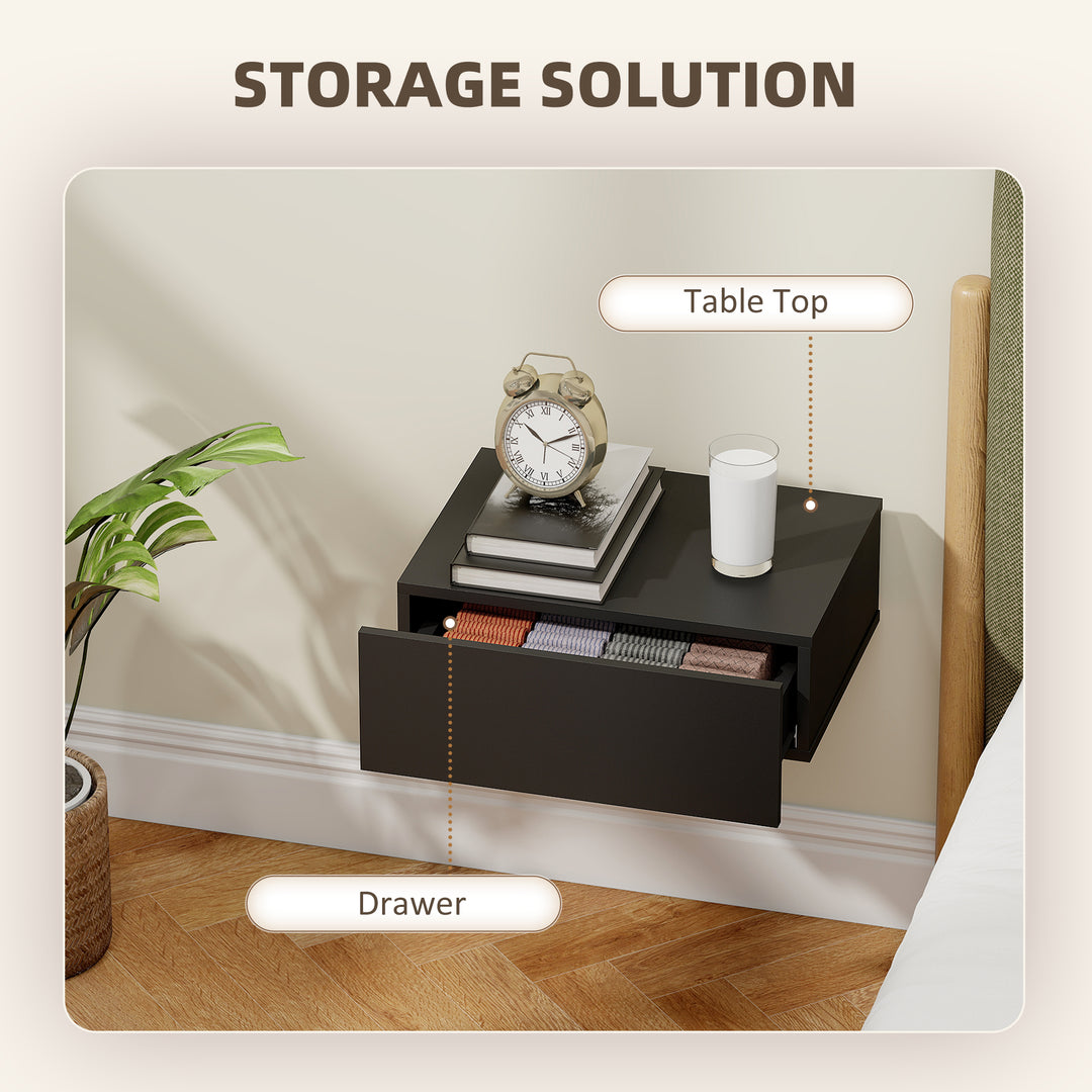 Floating Bedside Table Set of 2, Wall-Mounted Nightstand with Storage 