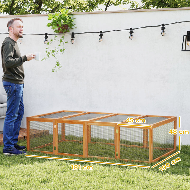 MCL Wooden Rabbit Hutch Cage 6ft with Wire Mesh, Openable Roof, Play Space for Outdoor, Natural Wood Finish