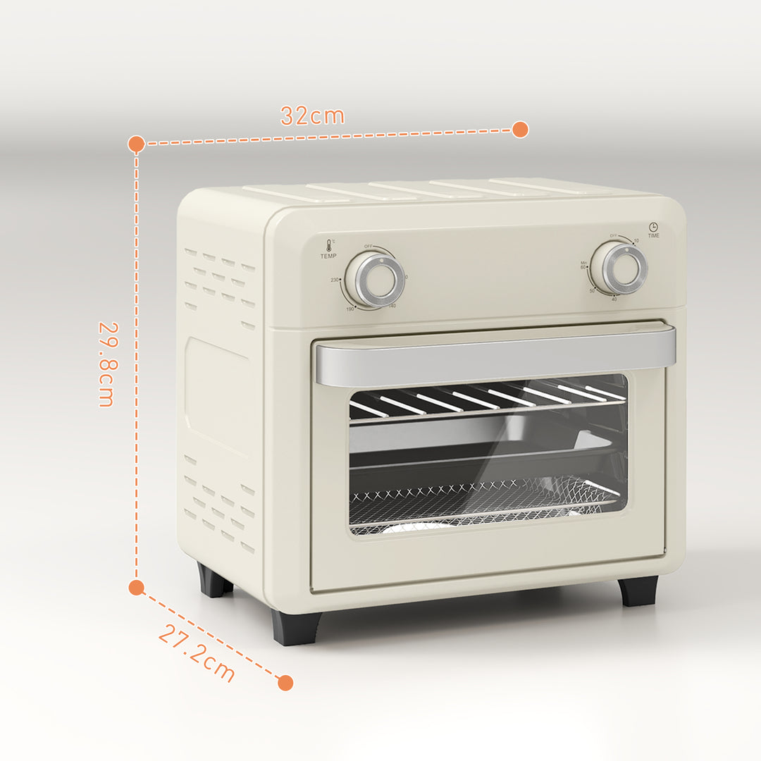 10L Air Fryer Oven, Mini Oven, Oil Free Cooking, Grill, Roast, Bake, with Adjustable Temperature, Timer, Dishwasher Safe, 1000W, Cream White