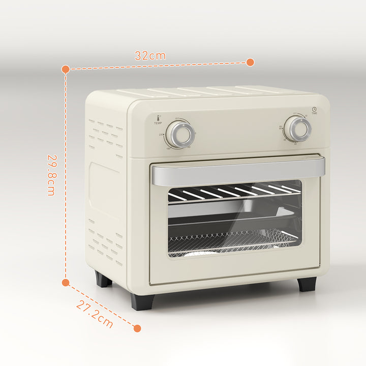 10L Air Fryer Oven, Mini Oven, Oil Free Cooking, Grill, Roast, Bake, with Adjustable Temperature, Timer, Dishwasher Safe, 1000W, Cream White