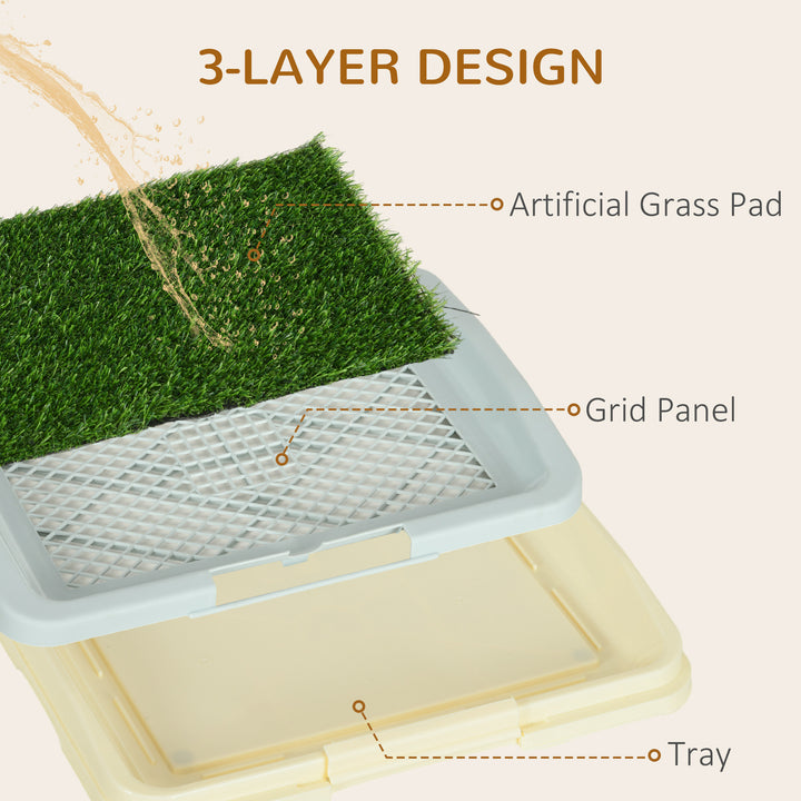 PawHut Puppy Training Pad Indoor Portable Puppy Pee Pad with Artificial Grass, Grid Panel, Tray, 46.5 x 34cm | Aosom UK