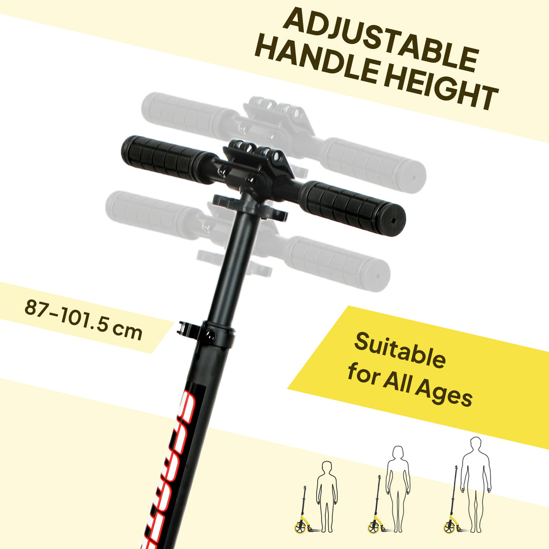 Foldable Kick Scooter with Double Shock Absorption and Big Wheels, Height Adjustable Aluminium Frame Big Wheel Scooter for 14+ Teens Adult - Yellow