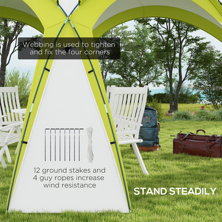 3.5 x 3.5M Camping Gazebo, Outdoor Event Shelter Dome Tent Garden Sun Shelter Patio Spire Arc Pavilion Camp Sun Shade Tent for 6-8 Person, Green