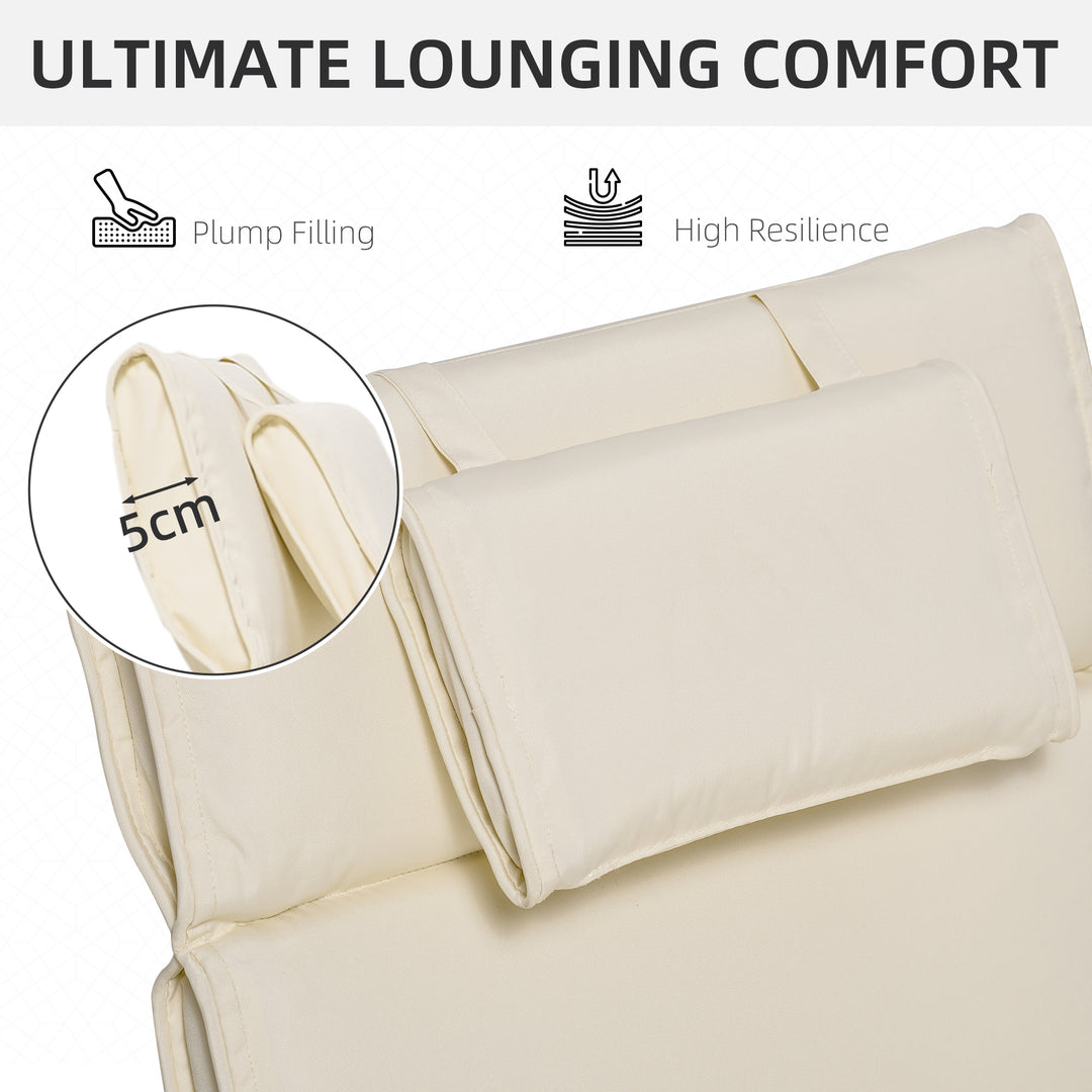 Garden Sun Lounger Cushion Replacement Soft Sunbed Reclining Chair Rel