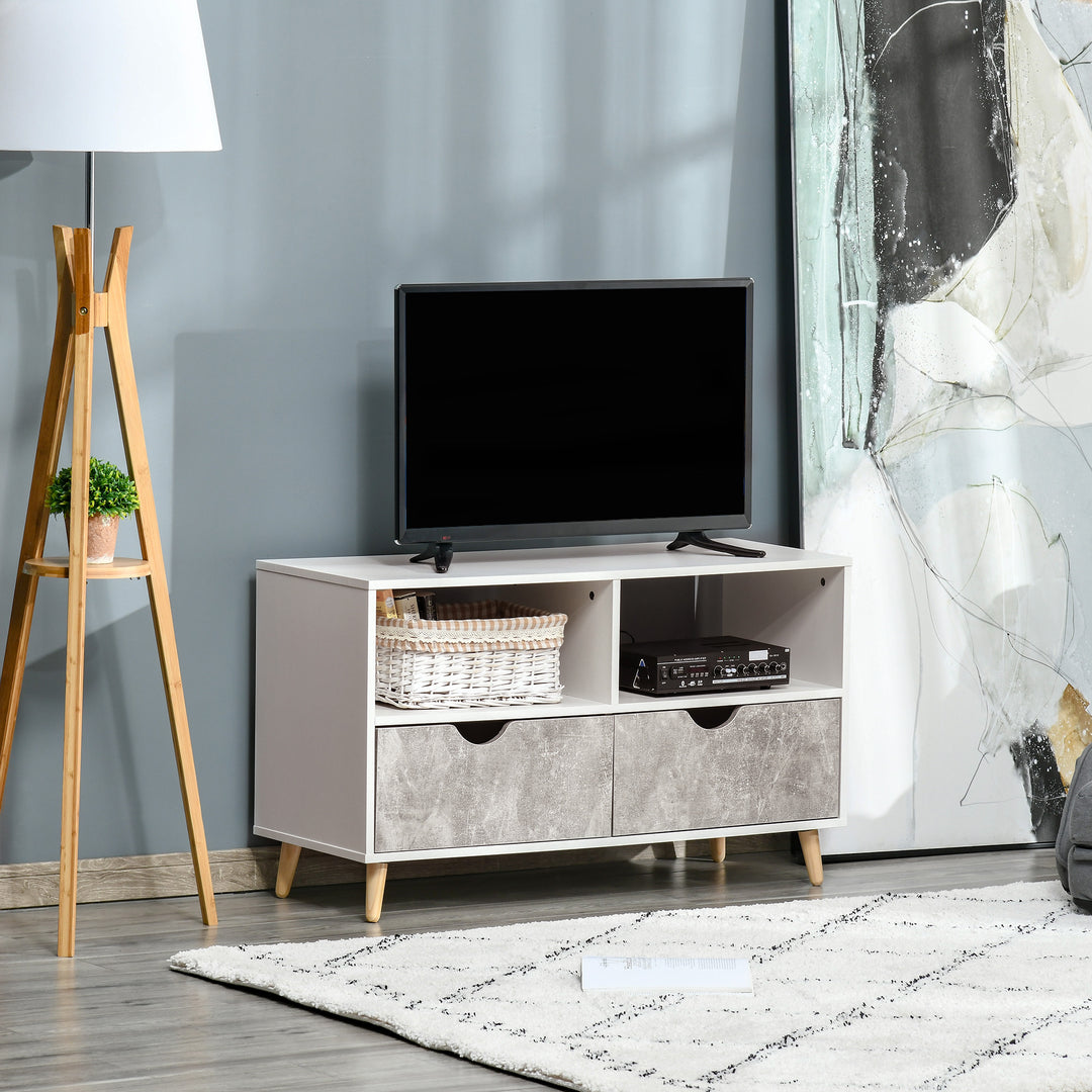 TV Stand Cabinet for TVs up to 42", Modern TV Unit with Shelf, Drawers and Storage Cabinet, Entertainment Center for Living Room, Grey