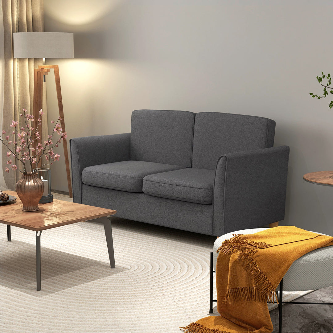 Compact Loveseat Sofa, Modern 2 Seater Sofa for Living Room with Wood Legs and Armrests