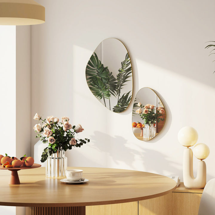 Set of 2 Pebble-Shaped Wall Mirror