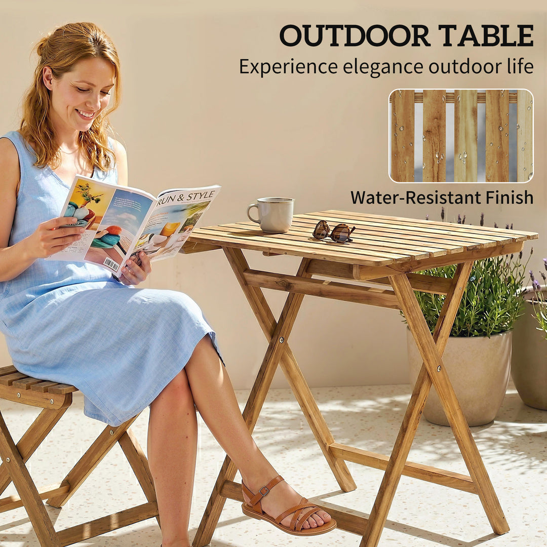 Outdoor Coffee Table Foldable Wooden Garden Table for Patio Balcony Na