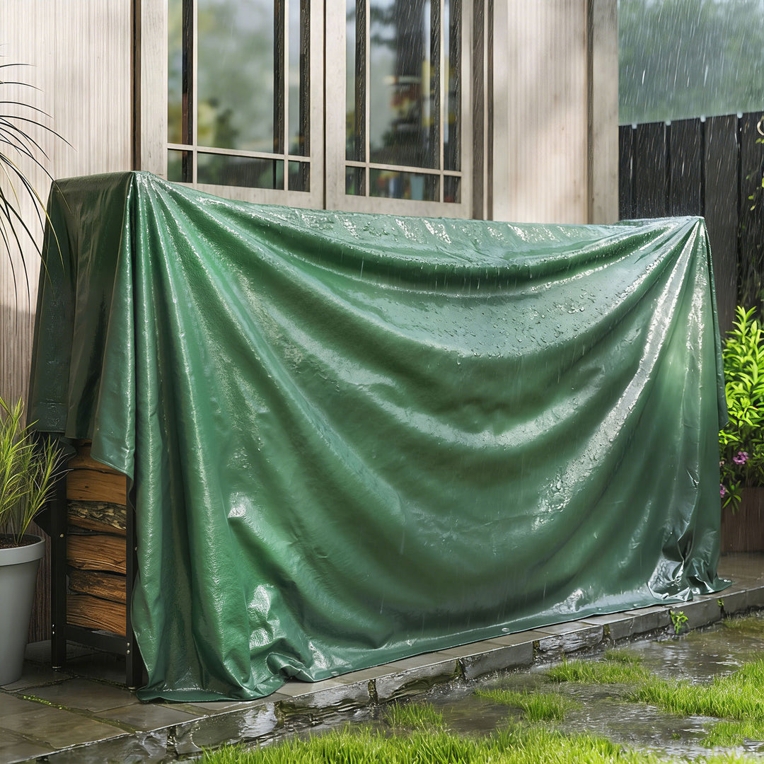 3 x 4m Waterproof Tarpaulin, 90GSM Tear-Resistant PE Tarp with Reinfor