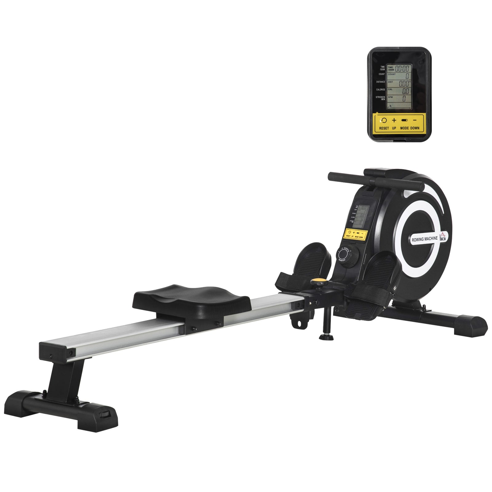 Folding Rowing Machine, Magnetic Rower Machine with 8 Levels Quiet Resistance, LCD Monitor, Wheels, Aluminium Slide Rail and Vertical Storage, for Home Gym Cardio Training