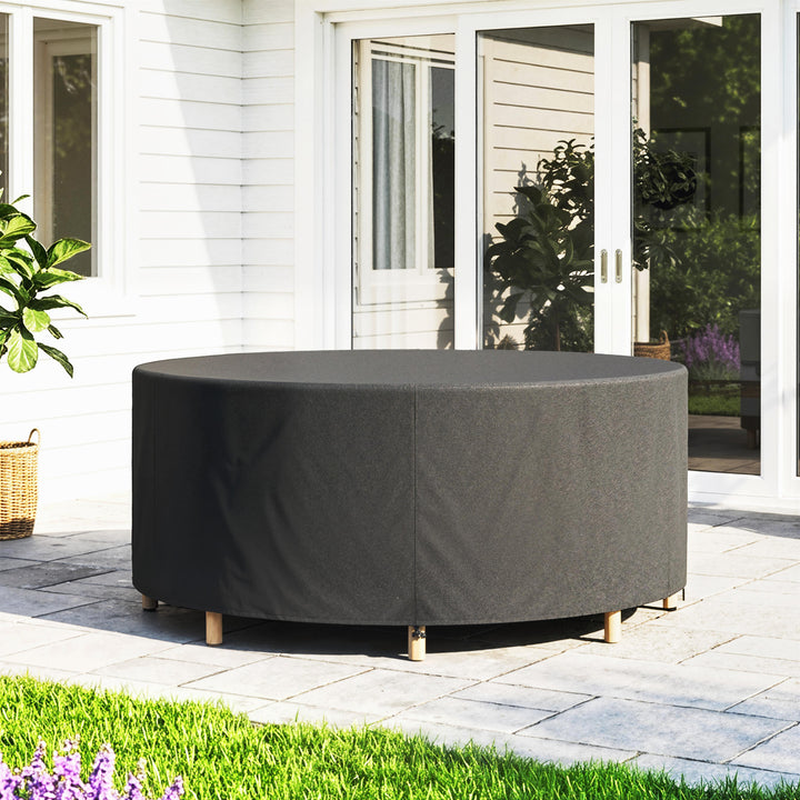 Round Garden Furniture Cover, Waterproof Garden Table Cover, 420D Heav