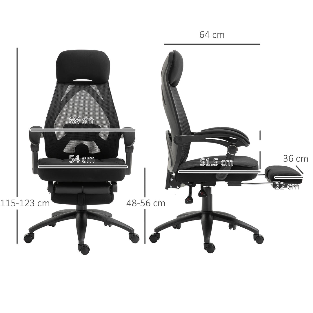 Office Chair with Footrest,High Back Swivel Desk Chair with Adjustable Height and Headrest for Home Office, Black
