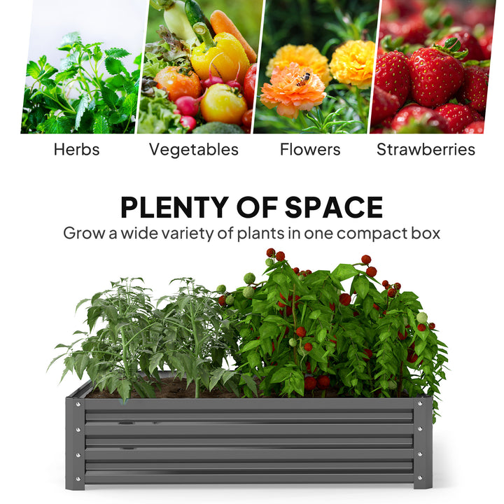 432L Square Raised Garden Bed Box Steel Frame for Vegetables, Flowers and Herbs, 120 x 120 x 30cm, Light Grey