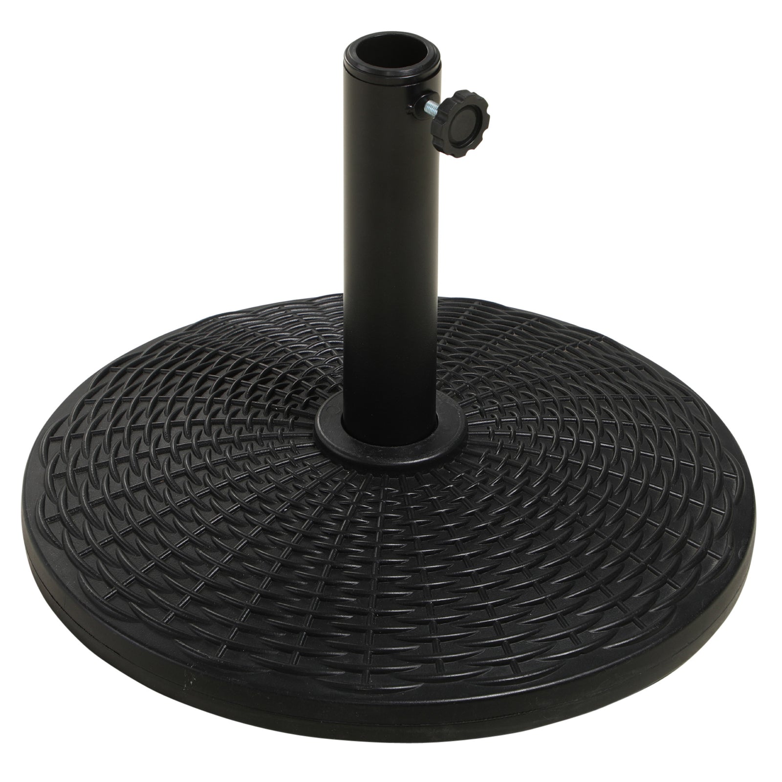 11.5 kg Plastic and Cement Rattan Pattern Parasol Base - Black